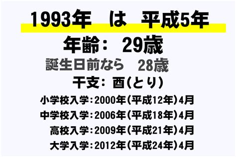 1993年生|【人生年表】1993年・平成5年生まれ・31歳の各西暦ごとの年齢。